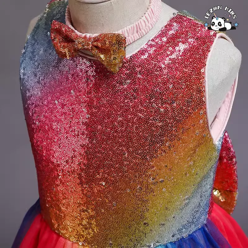LEZONKIDS - Customizable New Fashion Multicolor Fluffy Princess Tulle Dress Girls Party Dress for 2-14 Years Old